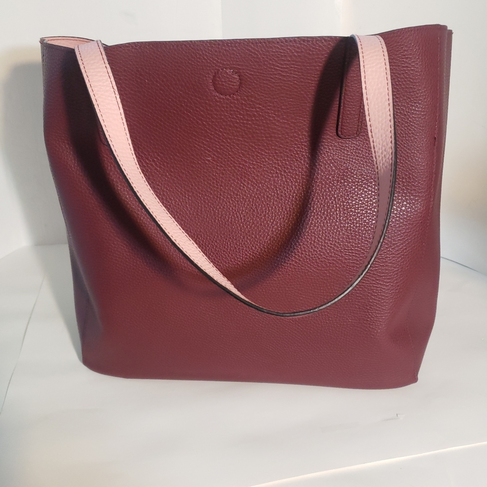 Ex Large Burgundy/Pink Tote Shopper Bag
